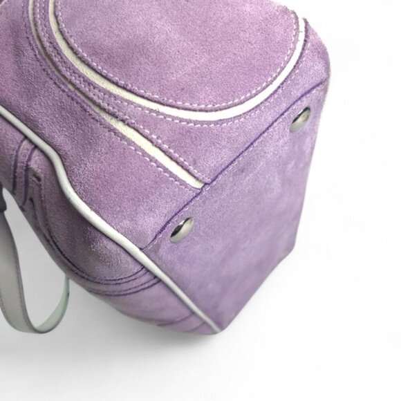 Vintage COACH Optic Signature Tote Handbag in purple Suede Y2K - Picture 7 of 11
